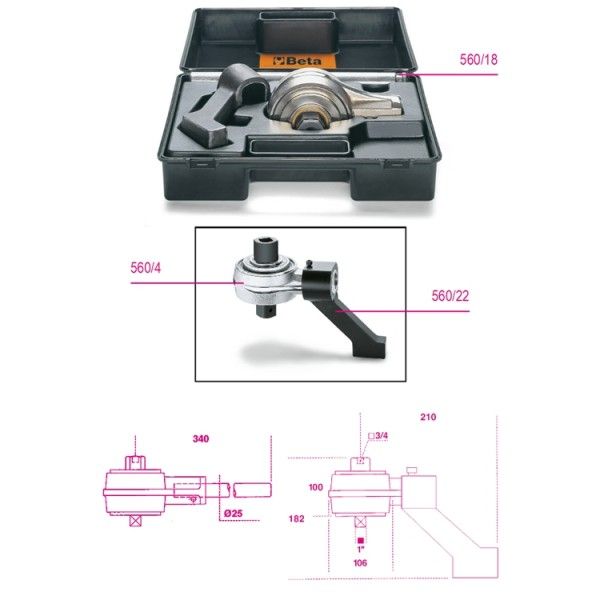 Torque multiplier, ratio 5:1, with reaction foot