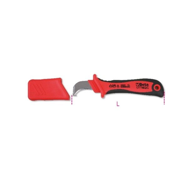 Cable stripping knife, insulated