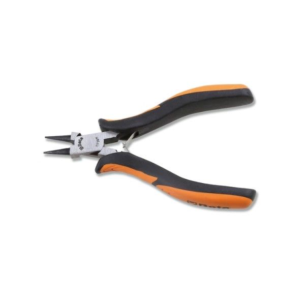 Round short nose pliers bi-material handles