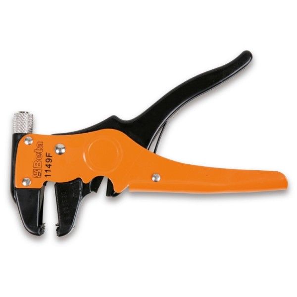Front wire stripping pliers with cutting blade
