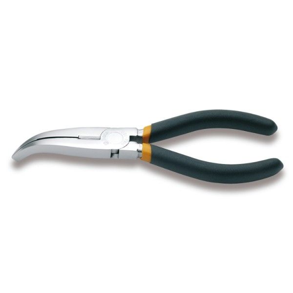 Extra long bent flat knurled nose pliers 