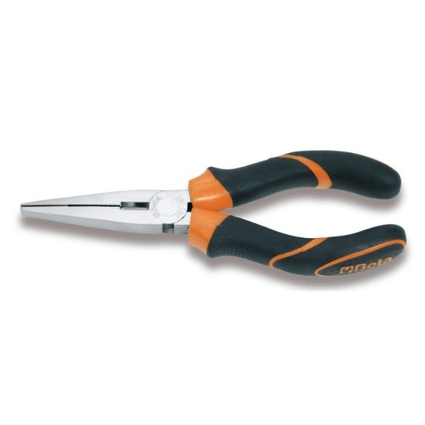 Extra long flat knurled nose pliers bi-material