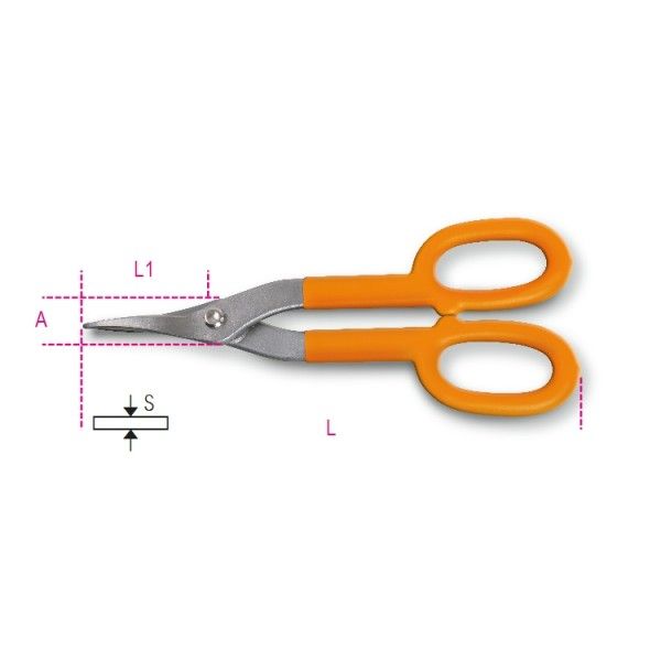 Tin snips straight narrow blades