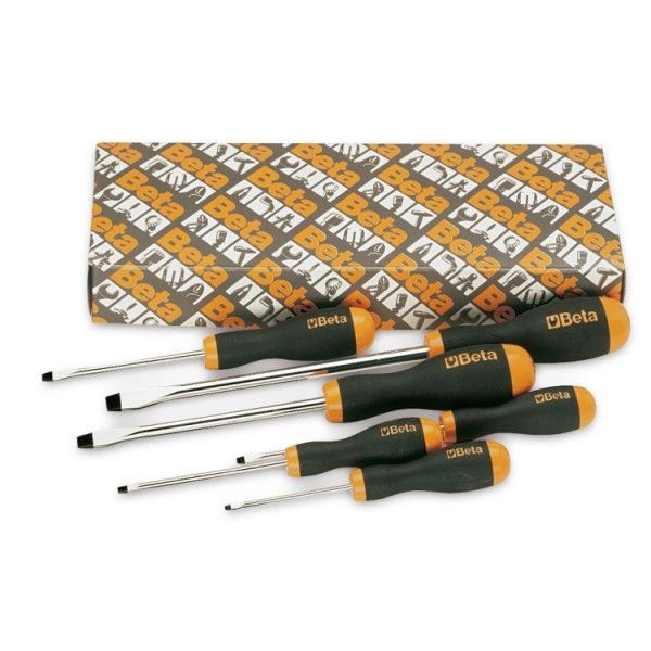 Set of 6 screwdrivers for slotted head screws