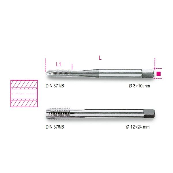 Machine taps for clearance holes